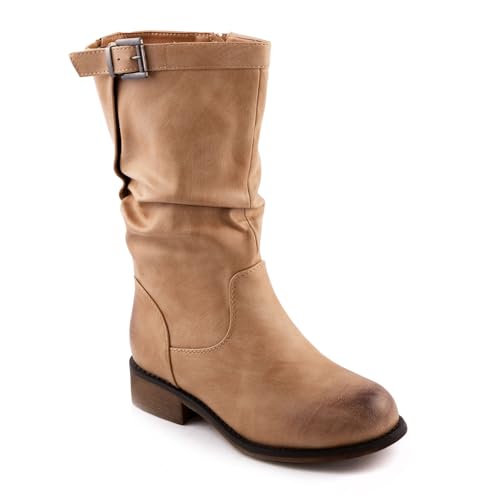 Chaussures femme bottes biker confortables en simili-cuir Toocool 991 avec semelle crantée