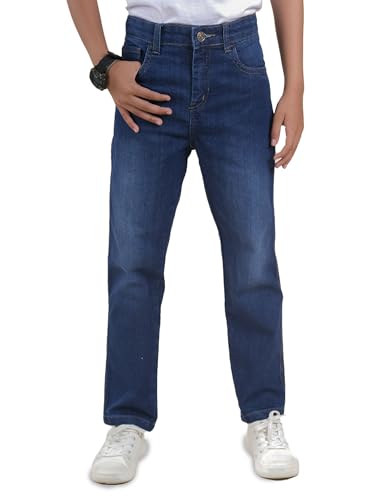 Image of KiddoPanti Boys Full Length Stretchable Straight Fit Washed Denim Jeans