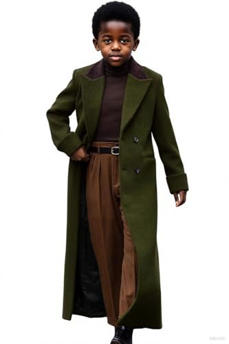 VENNYNG Boys Full Length Trench Coat Notched Lapel Long Jacket Double Breasted Classic Winter Overcoat2