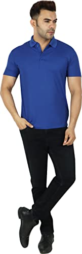 Image of DOKCHAN Regular Fit Solid Men Polo Neck Collar T-Shirt Pack of 1 Royal Blue