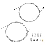 2 Pezzi Cavo Acceleratore Universale, 2m Cavo Frizione Moto, Kit di Riparazione Frizione Acceleratore Freno con 9 Connettori Filettati, Cavo Flessibile Ø1,38mm e Ø1,96mm per Moto Scooter Cross e Bici