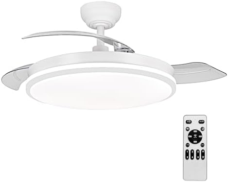 Ventilador de techo con luz con mando 3 aspas, Motor DC 30W+42W L...