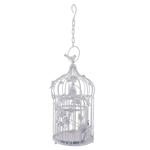 Image of Homesake Antique White Lantern Bird Cage Hanging Pendant Lights, Vintage Ceiling Chandelier Jhumar for Home, Living Room, Balcony, Indoor Outdoor Decor for Home, Pack of 2, Return Gifts for Pooja