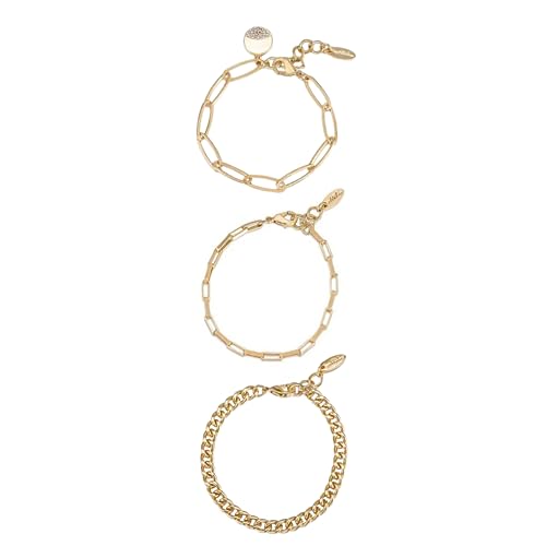 Ettika Gold Bracelets. Bracelet Set for Women. The Power of Three 18k Gold Plated Bracelet Set of 3. Jewelry, Birthday Gifts For Women