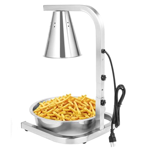 Lampe de réchauffement des aliments, lampe de chauffage alimentaire, chauffe-aliments commercial avec 2 casseroles demi-taille et deux ampoules de 250 W, pour buffet, cuisine, restaurant, hôtel, tête