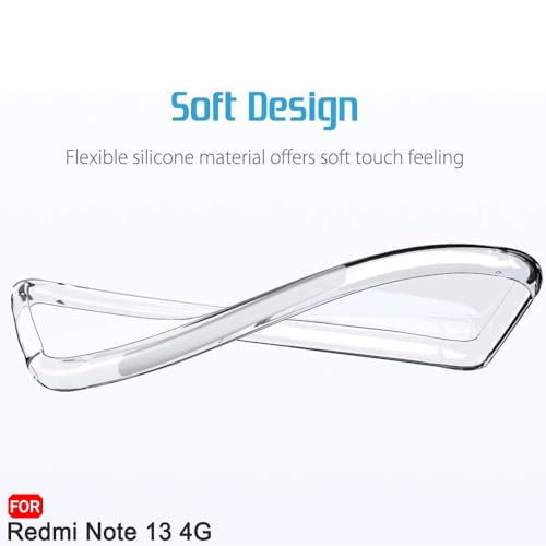 Image of TheGiftKart Best Camera Protection Back Cover Case for Redmi Note 13 4G | Ultra Clear Soft Case | Inbuilt Dust Plugs & Anti-Slip Grip | Slim & Protective Case for Redmi Note 13 (Silicone, Transparent)
