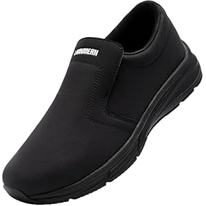 LARN SAFETY Men Slip-Resistant Chef Shoes Waterproof Kitchen Work Footwear Restaurant Hospital Nursing Garden(Black/10.5US)