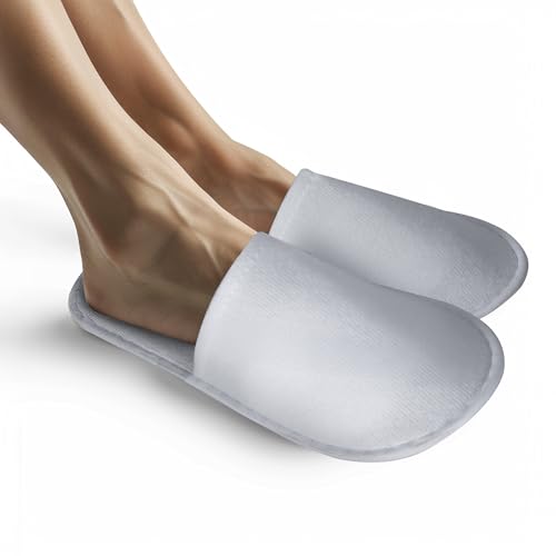 UrbanRoots 28 Pairs Disposable Slippers For Guests,Bulk Slippers For Hotel,Spa,Travel,Shoeless Home,Spa Slippers With Pouch,Non-Slip(White) house slippers for guests by UrbanRoots - Image 2
