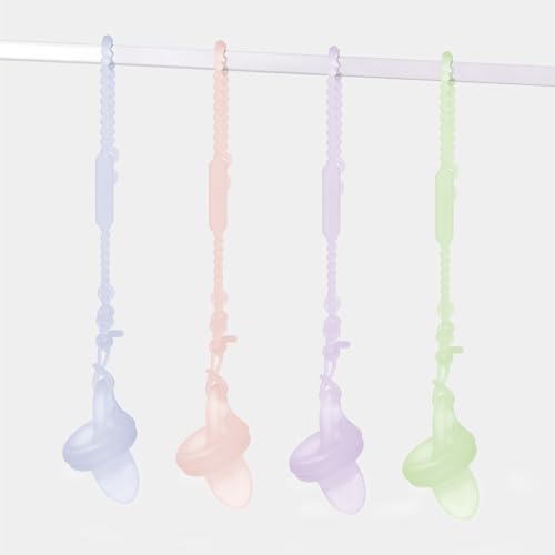 Image of Olababy Silicone Strap for Baby Toys, Teethers, Sippy Cups, Bottles w Handles, Feeding Spoons, High Chairs, Strollers, Car Seats and Travel Essentials (2 Straps, Lilac)