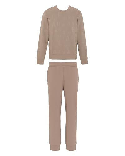 Emporio Armani Embossed Terry Tracksuit Survêtement, Marron, M Homme