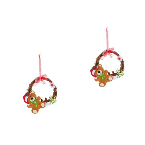 Cabilock 2 Pz Ciondolo Ghirlanda in Rattan Vacanza Ornamento Di Ghirlanda Porta Natalizia Decorazioni Per L'albero Di Natale Sospeso Ornamenti Nastro Banner Decorazione Stoffa