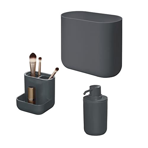 Accesorios de baño Cade iDesign de plástico reciclado para organizar lavabos pequeños sin espacio 2