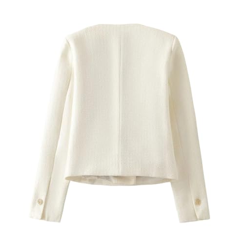 Women's Floral Long Sleeve Round Neck Jacket Business Casual Tweed Jacket Tops3