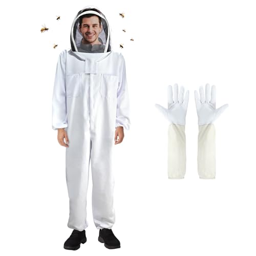 Cieex Bee Suit for Men Women Beekeeping Suit Sting Proof Beekeeper Clothing with Glove & Ventilated Hood for Beginner & Professional Beekeepers Beekeeping Supplies (XXL for 57-61)