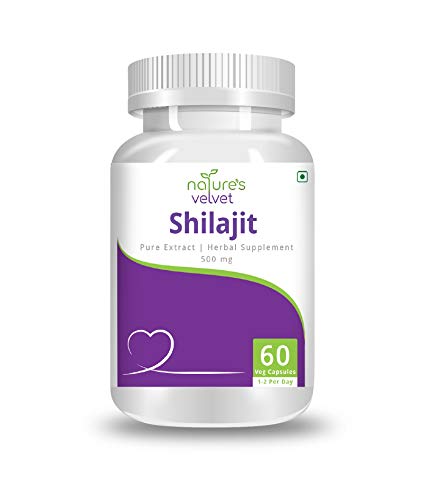 Image of nature's velvet Shilajit Pure Extract for Youth and Stamina 500 mg 60 Veggie Capsules - Pack of 1