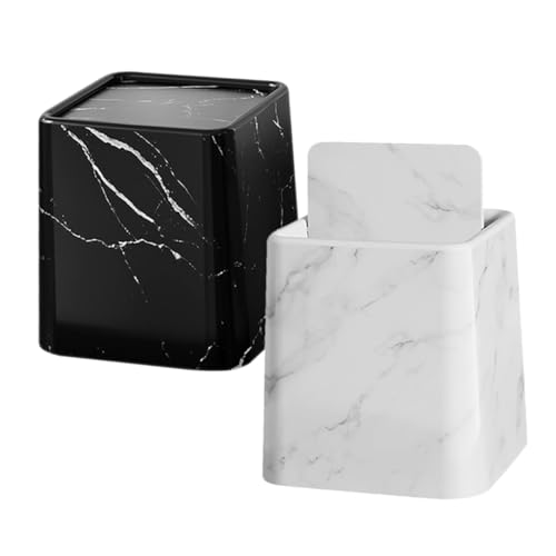 Set de 2 canecas de basura con tapa oscilante y diseño mármol