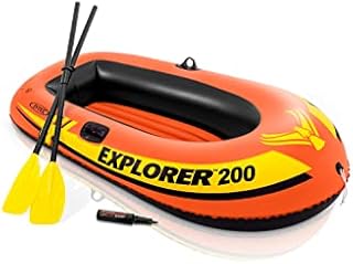 Intex Explorer 200, 2-Person Inflatable Boat Set with French Oars and Mini Air-Pump , Orange, 73