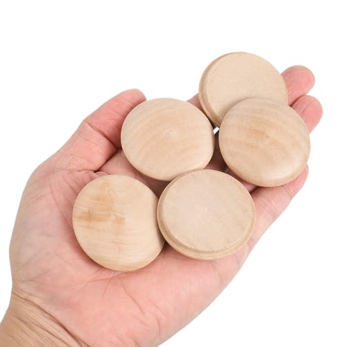 Image of uxcell 20Pcs Wood Button Plugs, 40mm /1.57 inch Hardwood Screw Hole Plug Mushroom Wooden Caps Buttons Wood Plug for Furniture Woodworking Craft Decor (45mm x 40mm)