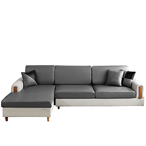 Housses de coussin de canapé 4 places en PU gris imperméable - 8