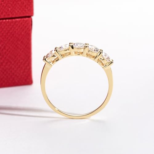 CADYNO 14K Yellow Gold Moissanite Half Eternity Band Ring 1.5ct D Color Lab Grown Created Diamond Solid Real Gold Wedding Engagement Anniversary Promise Ring for Women 6.5 by CADYNO - Image 4