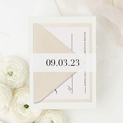 Pack of 50 Vellum Belly Bands, Custom Vellum Wraps for