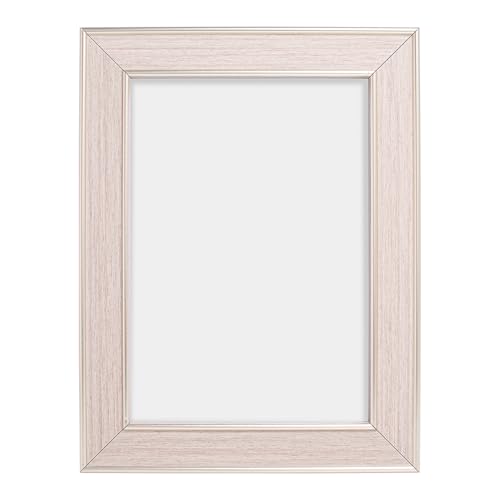 Image of GOLDEN PEACOCK Set of 2 Antique Light Wood Tone 5x7 Inch Photo Frames with Gold Trim | Elegant Wall & Tabletop Picture Frame for Home Decor and Gifting