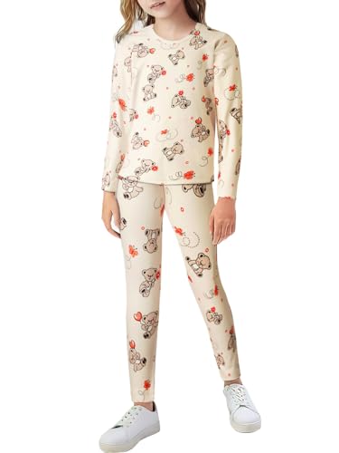 Bonny Billy Girls Thermal Underwear Pajamas Sets for Kids Long Johns Fleece Lined Base Layer Top & Bottom