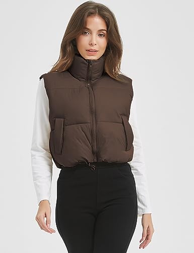 Kissonic Womens Winter Cropped Puffer Vest Sleeveless Padded Lightweight Puffy Vest with Pockets4