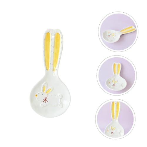 HIAKDOFT 製のうさぎ耳デザインスプーンレスト キッチン用調理器具ホルダー 多用途カトラリースタンド 仕切りプレートとしても使える収納ラ