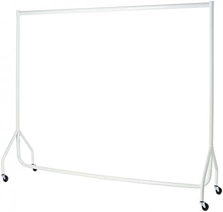 Heavy Duty White Garment Rail Clothes Rail Steel Clothes Rail Hanging Carboot Display Rail 5FT High with free Pair of 6 inches Extension poles (6ft White)