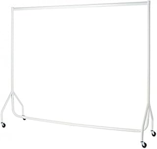 Heavy Duty White Garment Rail Clothes Rail Steel Clothes Rail Hanging Carboot Display Rail 5FT High with free Pair of 6 inches Extension poles (6ft White)