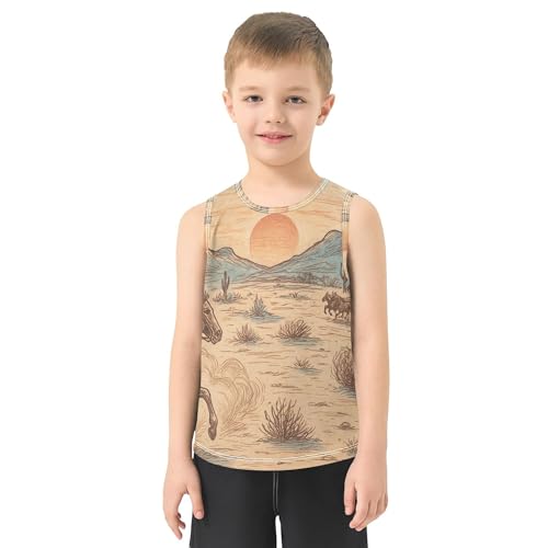 Western Cowboy Tank Tops for Children Sleeveless Kids Vest Kids Sweatshirt for Running Golf Hiking 3T2