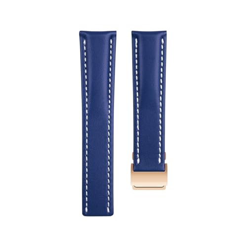 Bracelet de montre en cuir véritable bleu 22mm style élégant pour Breitling Avenger