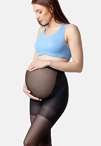 Be Mammy Medias Panty Premamá Mujer 40 DEN BE-1119 (Negro, XL)