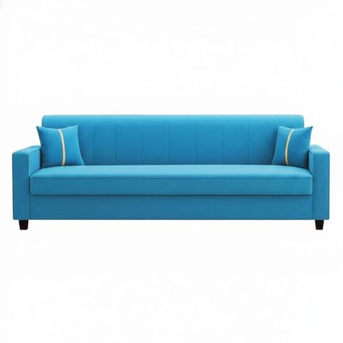 Image of FURNY Cosmos 3 Seater Fabric Sofa Set (Aqua Blue) Premium Velvet Finish | Durable Comfort | Ideal for Living Room