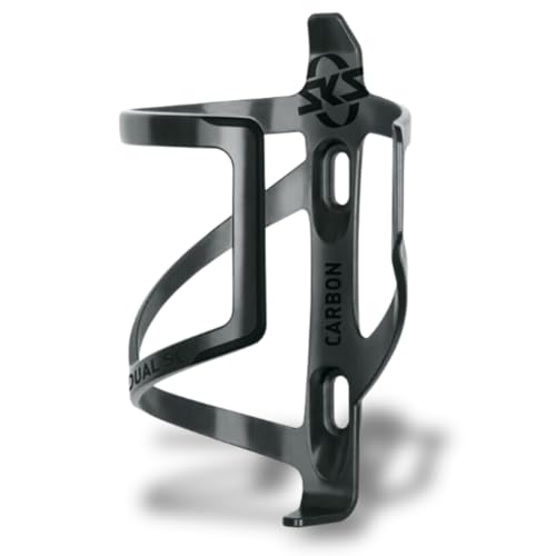 SKS GERMANY DUAL SC RH Flaschenhalter für Fahrräder (Fahrradzubehör aus recycelten Carbonfasern, seitliche Entnahme, für alle gängigen Fahrradflaschen), schwarz