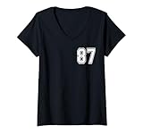 donna numero 87 stile sportivo in bianco maglietta con collo a v