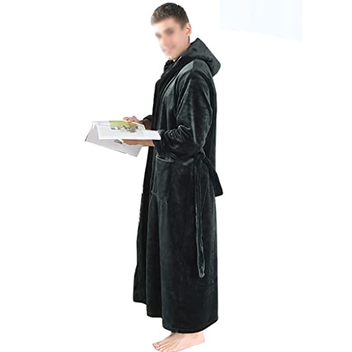 Men's Winter Warm Bathrobe Plus Large Size Flannel Hooded Cozy Robes Male Home Night Sleepwear Warm Dressing Gown