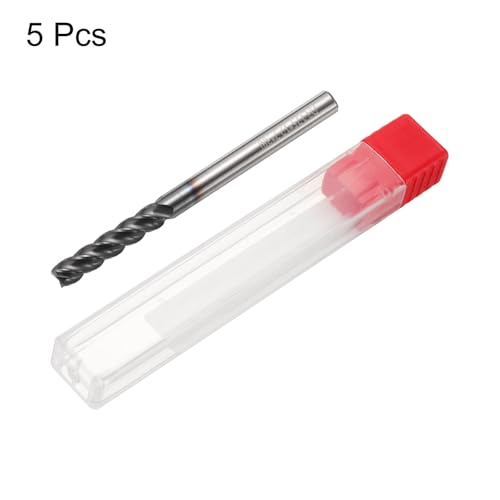 Image of HARFINGTON 5pcs Carbide Square Nose End Mill Bit 1 /8 inch Cut Dia 4 Flutes TiAlN Coated Milling Cutter for Hardened Steel Metal (1 /8 inch Shank 1 /2 inch Cut Length 1-1 /2 inch Long 45 Degree Helix)