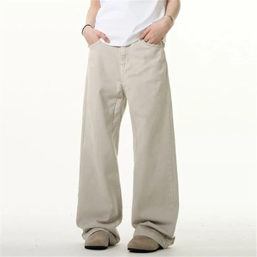 Men's Jeans Solid Color Trousers Cleanfit Bottom Straight Wide Leg Loose Denim Pants3