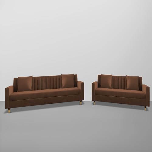 Image of Casaliving Garcia 3+2 Seater Sofa Set for Living Room (Brown)