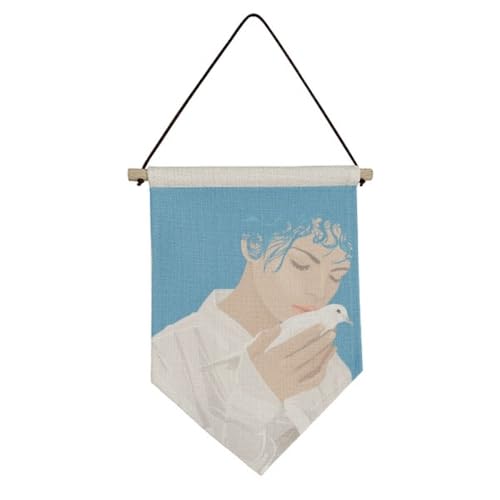 Blue Peace Girl drapeau en toile pour salon déco murale engagée