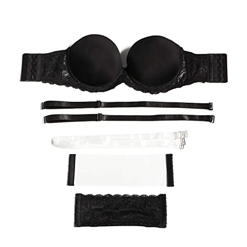 Image of YANDW Strapless Lightly Padded Full Figured Coverage Bra Clear Back Multiway Invisible Straps Backless Brassiere for Women