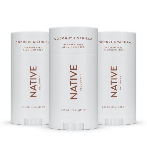 Native Deodorant | Natural Deodorant for Women and Men, Aluminum Free with Baking Soda, Probiotics, Coconut Oil and Shea Butter | Coconut & Vanilla - Pack of 3