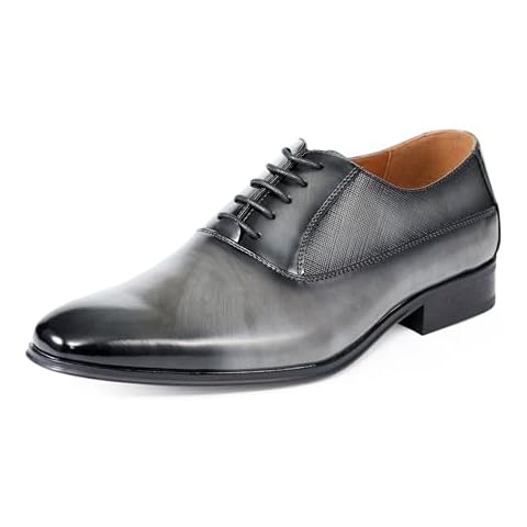 Amali OSO Men's Dress Shoes - Smooth Oxford Formal Lace-up Shoes for Men - Grey, Size 10.5 Cover