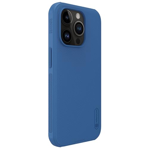 Image of Nillkin Case for Apple iPhone 15 Pro (6.1 inch Inch) Super Frosted Shield Pro Hard Back Soft Border (PC + TPU) Shock Absorb Cover Raised Bezel Camera Protect PC Without Logo Cut Blue Color