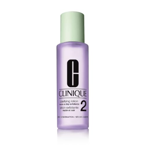 Clinique Clarifying Lotion 2 - Exfoliante facial diario suave para pieles mixtas secas | Suave + completo, 200 ml