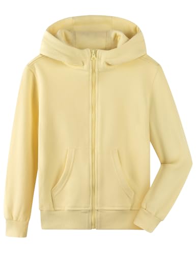 Spring&Gege Boys Full Zip Hoodies High Neck Mid-weight Fleece Hooded Sweatshirts for Children