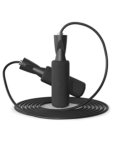 JEJA Springseil, Speed Rope Verstellbar Für Fitness Ausdauer Abnehmen, Skipping Rope mit Edelstahllager und Rutschfester Schaumstoffgriff, Jumping Rope für Erwachsene Jugendliche Schüler - (Schwarz) Cover