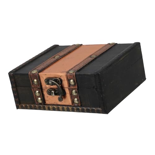 VALICLUD Caja de Madera Vintage con Cerradura Cofre Retro Decorativo para Joyas y Objetos Pequeños Organizador con Diseño Antiguo para Escritorio y Almacenamiento Seguro